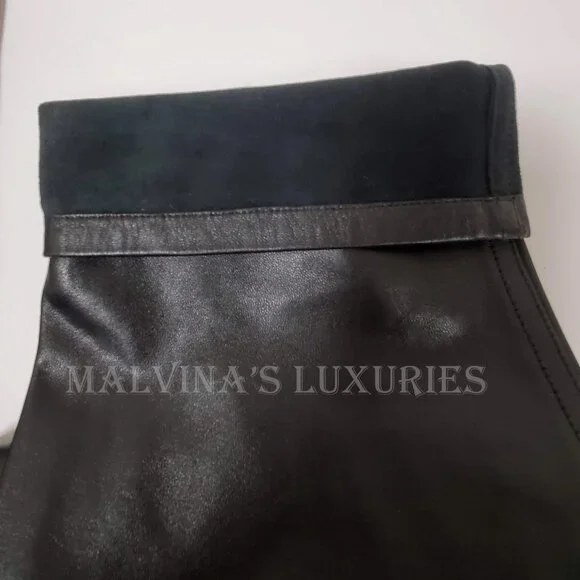 MICHAEL KORS COLLECTION PANTS BLACK LEATHER STRAIGHT LEG PANELED sz 4